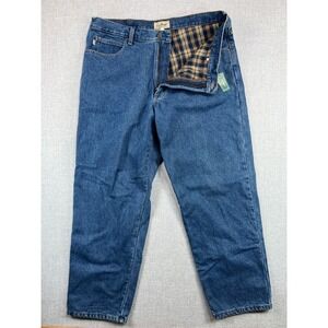 LL Bean Double L Flannel Lined Jeans Men 38x30 Blue Relaxed Fit Denim NWT Chore
